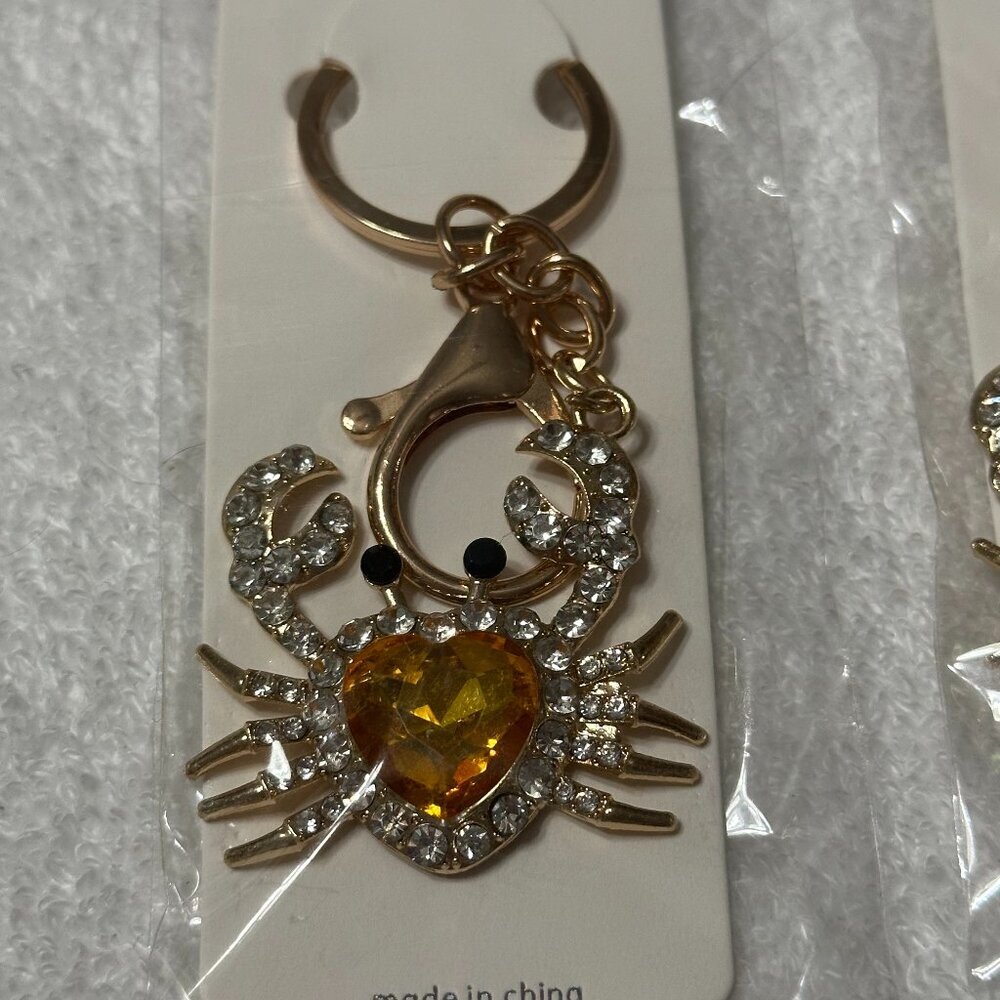 Mint Crab Rhinestone with Yellow Middle Stone Keychain/Purse Charm